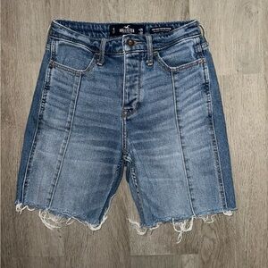 Hollister Blue Jean Shorts with Frayed Hem